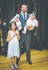 Daidralynn, J-Lee, and Elizabeth with their father Matt Manley. Photo by Lyle Van Camp.