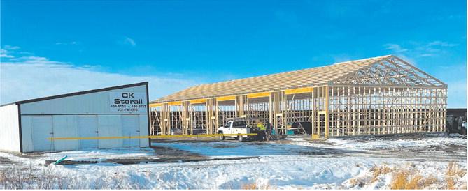 The crew from B &amp;amp; S Construction from Drayton is handling the building project. Photo by Andrea Johnston