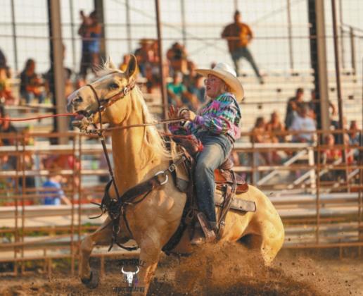 Sophia Wilson competing in breakaway roping at the Wojo Rodeo in Manohmen. Submitted photo