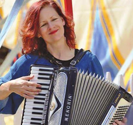Aimee Klein played her accordion entertaining people with the Zoppe Family Circus as the first female ringmaster. Photo submitted by Marsha Klein