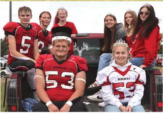 The 2023 Homecoming Royalty were presented at half time of last Saturday’s game. From the left; Grant Vold, Gavin Ryan, King Bryce Wimpfheimer, Siobhan Kissee, Hailey Berg, Queen Claire Thompson, Emiy Jerome, and Natasha Knudson.