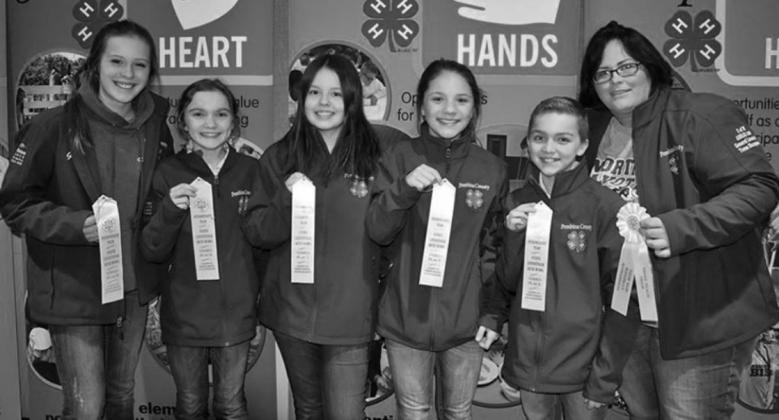 Pictured l to r: Gracee Thorlakson, Remington Larson, Ava Kemnitz, Colbie Furstenau, Wyatt Larson, Coach Tiffany Robinson Photo submitted by Kari Helgoe