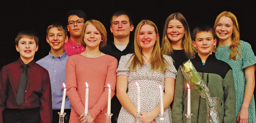 Members of the National Junior Honor Society pictured left to right: Loki Sylskar, Carter Johnson, Daniel DeSouza, Alyssa Hoyles, Grant Uggerud, Rylee Maurstad, Alyvia Quibell, Max Foss-Pokrzywinski, and Easton Larson. VNV Photo by Lesa Van Camp