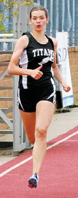 Elizabeth Fedje in the 400 meter dash.