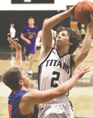 Logan Wieler puts up a shot in action against Benson County. Photo by Lyle Van Camp.