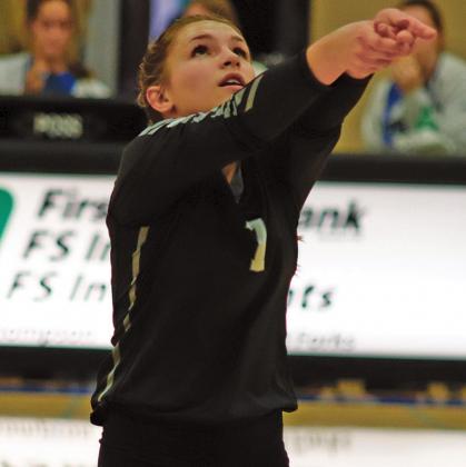 Gwyneth Wieler bumps the ball in the contest against Hillsboro Central Valley during the Region II play in game last Friday night. VNV photo by Lesa Van Camp