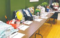 Just a small sample of the items in the silent auction at the benefit for Dawn Lindstrom last Saturday. Photo by Lyle Van Camp.