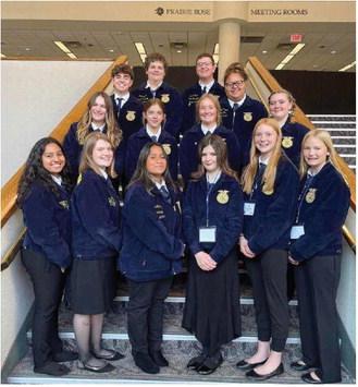 The group of Drayton, Grafton, and Minto students pose for a photo at the Bismarck Convention Center where their Fall Leardership Conference was held.