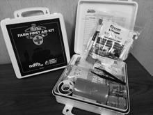 A farm first-aid kit provides tools for treating traumatic injuries until help arrives. (NDSU photo)