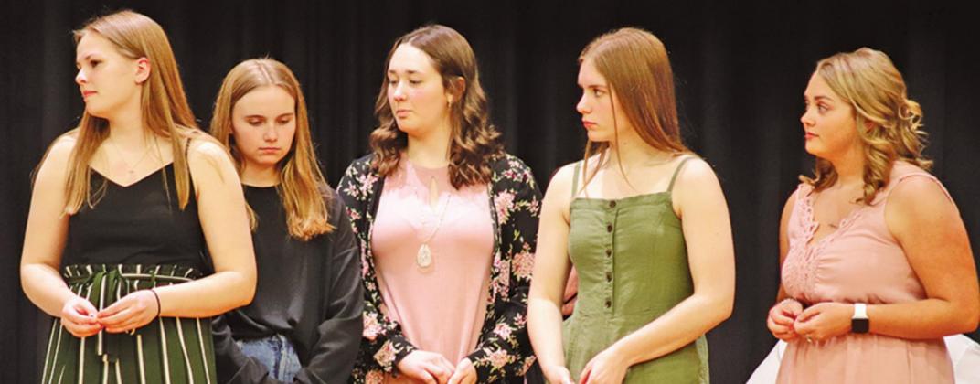Members of the Volleyball team pictured left to right: Kasey Stegman, Aleah Pokrzywinski, Madison Hermanson, Kiara Aasand, and Aliyah Bartels.