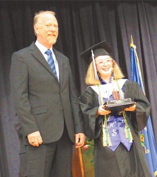 Valedictorian, Siobhan Kissee Diploma presented by Mark Hatloy. Photo by Andrea Johnston.