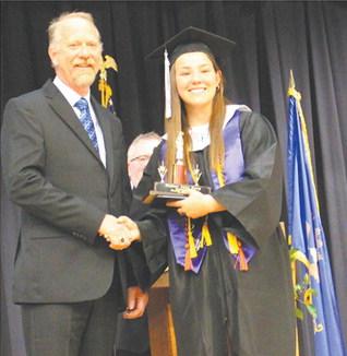 Salutatorian, Hailey Berg Diploma presented by Mark Hatloy. Photo by Andrea Johnston.