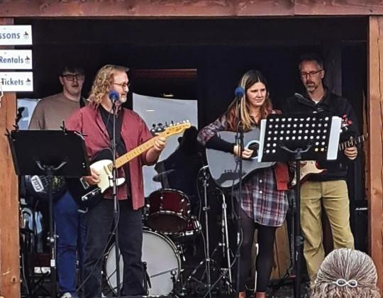 Homestead Band playing at the first of their weekend stops, Oktoberfest at Frost Fire on Saturday. Photo by Christine Jensen.