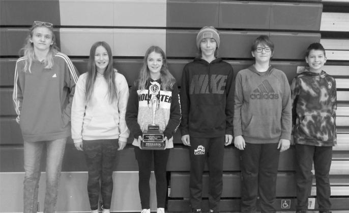 Walsh-Pembina Jr. High Academic Olympics Champions North Border Walhalla Team: Ryley Bennett, Adrienne Longtin, Emma Bailly, Zander Duerre, David Waters, and Dylan Stobie.