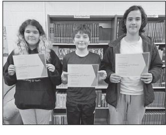 The top three placements (L to R) Khloe, Levi, Lucas, will advance to the Regional Competition to represent Drayton. Submitted photo.