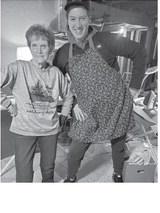 Judith poses with Damian on the evening she was dubbed the nickname “Gangsta Granny.”