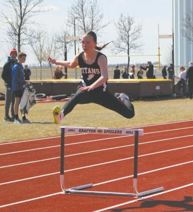 Hurdler Jocelyn Vold secured 3rd place in the 100 meter high hurdles at the meet in Grafton last week. Photo by Andrea Johnston