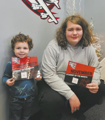 Calvin Helm and Austin Hoselton, November Students of the Month. Photo by Jamie Rarick