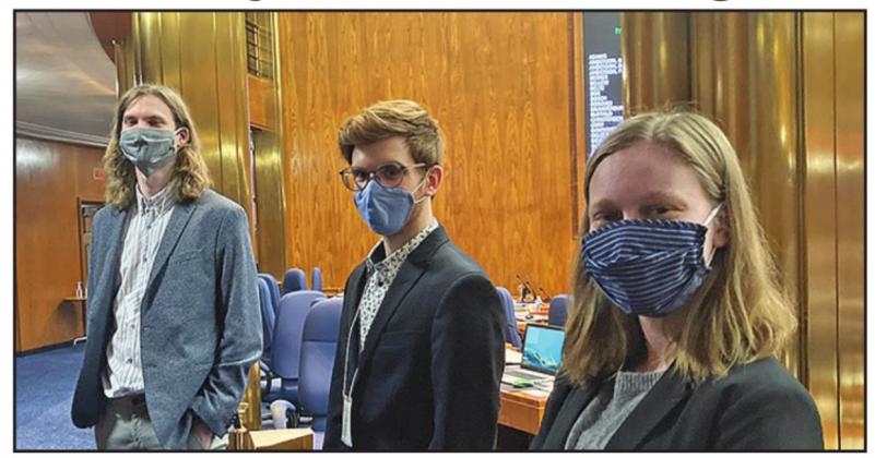 Pictured from left are Dylan Sherman, Brayden Zenker, and Alex Kautzman, interns from the North Dakota Newspaper Association Education Foundation, who will be providing coverage of the legislative session. Photo submitted