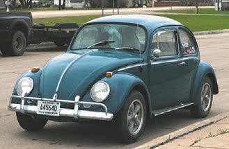Lloyd and Claudia Thompson's Volkswagon Beetle kept up with the crew all day long. Photo by Lyle Van Camp.