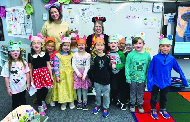 Mrs. Schumacher's Kindergarten Class took their picture with Mrs. Lee on her birthday. Photo by Lyle Van Camp.