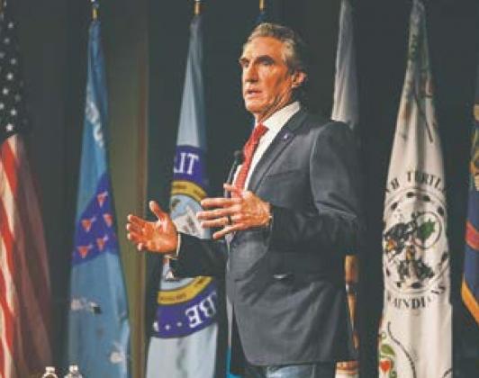Governor Doug Burgum pictured during his State of the State address. File photo from Governor Burgum’s office.