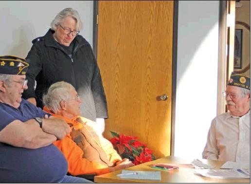 In this blast from the past picture from January 2017 pictured left to right are: Ray Gozdal, Arnie Pasche, Judie Gozdal, and Francis Bellamy visit while waiting to register people at a past blood drive. VNV Photo by Lesa Van Camp