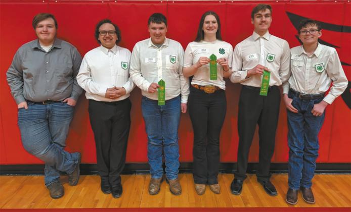 Agronomy senior team. L to R: Logan W., Pembina County, Henry Raymond P., Walsh County, Trent F., Mountrail County, Ingrid M., Walsh County, Leo L., LaMoure County, Dayne L., Mountrail County. Submitted photo