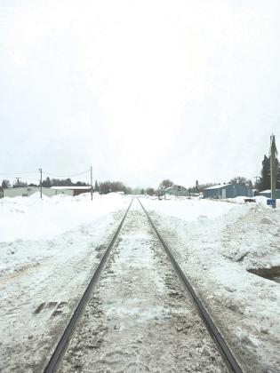 Looking down the line, facing south in downtown Drayton on Monday. Fog surrounded the city for most of the day with a Dense Fog Advisory in effect until early Tuesday morning. Photo by Sarah Hinnenkamp