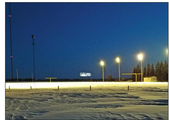 Last Friday night Friday Night Lights at Drayton Public School took on a new meaning as North Dakota Schools across the state turned on football stadium lights from 7:00 – 9:30 evening as an awareness of their shared interests, objectives, standards, and sympathies in creating a psychological sense of unity concerning COVID-19. Photo submitted by Jamie Rarick