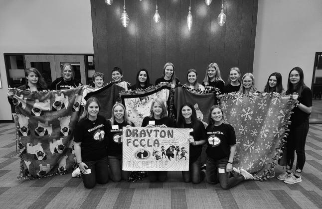 Back row, L to R: Stephanie Kissee, Lauren Peterson, Landon Corrick, Jonah Rarick, Justyce Wallery, Easton Larson, Rylee Maurstad, Alyvia Quibell, Peyton Larson, Nulla Thompson, Taylor Hermanson, Jocelyn Vold. Front row, L to R: Chapter President Kiara Aasand, Hope Patterson, Alyssa Hoyles, Mikala McCoy, Chapter Vice President Claire Thompson.