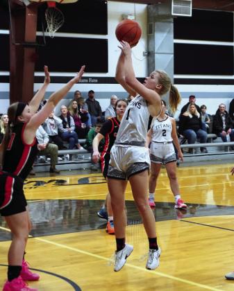 Alyssa Hoyles goes for a basket. Photo by Larry Stokke.