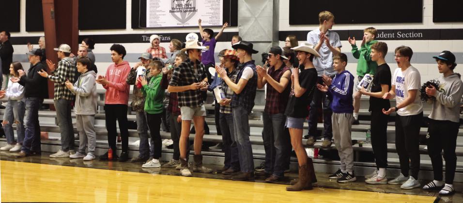 Titans fans supporting the girls at their play-in game versus Cavalier in Crystal last week. Photo by Lyle Van Camp.