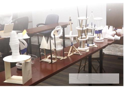 A sampling of some of the towers constructed by students during STEM day activities last week. Photo by Lyle Van Camp.