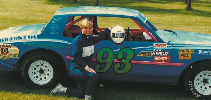 Julie Osowski Pederson with her number 93 car. Submitted by Pederson Racing