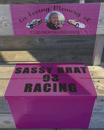 Julie Osowski Pederson has her own special seat at River Cities Speedway in Grand Forks. Submitted by Pederson Racing