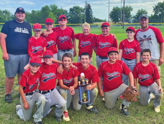 Pictured left to right front row: Chey Sehrt, Jonah Rarick, Trenten Keena, Trypp Castillo, Carlos Quezada, and Max Pokrzywinski. Back row: Coach Tanner Gozdal, Drew Passa, Quinn Passa, Grant Uggerud, Thomas Aasand, Lincoln Aasand, Loki Sylskar, and Coach Tyber Pokrzywinski. Photo submitted by Jessie Aasand