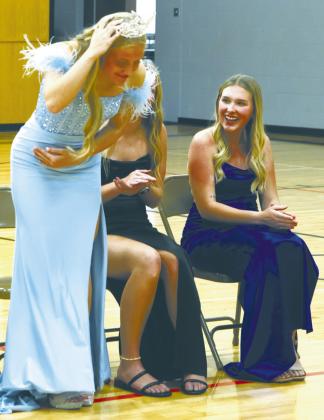 2024-2025 Homecoming Queen Reese Ferring takes a bow after being crowned at coronation Monday afternoon. Photo by Lyle Van Camp