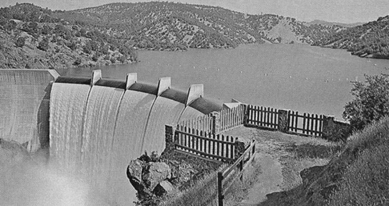 Postcard image of Englebright Dam on the Yuba River between Marysville and Grass Valley, CA. Pub. by: Eastman’s Sudio, Susanville, CA.