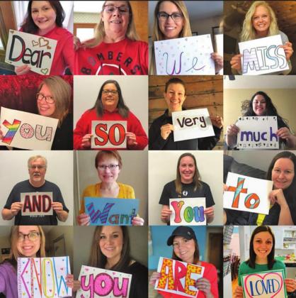 The Drayton Public School Elementary teachers and staff sent a virutal message to their students. Photo submitted by Drayton Public School