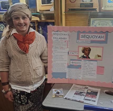 Libby Bishop portrayed Sequoyah during the Living History Museum. Photo by Christine Jensen