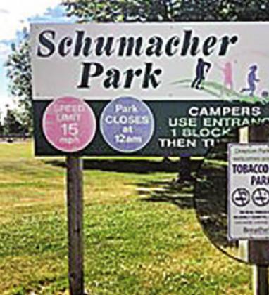 Updated signs at Schumacher Park marking the park as tobacco free. Photo submitted