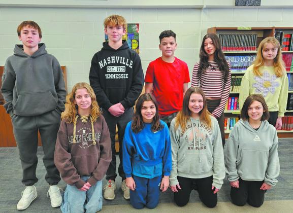 Front Row: Ruthie Rarick, Ciera Dalzell, Lana Kalka, and LeAnn Borgen Back Row: Rylan Nord, Shawn Patterson, Noah De Souza, Angelina Carmo, and Sadie Wimpfheimer. Photo by Jamie Rarick