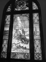 Stained glass window at the historic Drayton United Methodist Church. Photo by Duane H.H. Lyon