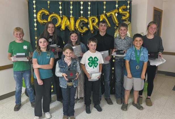 Livestock Fair Awards. Back: Spencer Berg, Gracee Thorlakson, Nora Ramsay, Wyatt Larson, Cain Furstenau, Colbie Furstenau; Front: Olive Moore, Peyton Samuelson, Weston Vaughn, Cole Furstenau. Submitted photo.