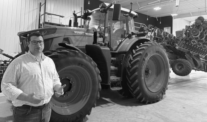 William Aderholdt, co-founder and program manager at Grand Farm, discusses technologies being trialed at the testbed near Casselton. Photo, Michael Standaert, NDNC.
