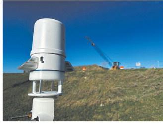 Pavewise’s weather data gathering device GroundTruth in use at a construction site in Bismarck in 2024. Photo provided by Byrce Wuori.