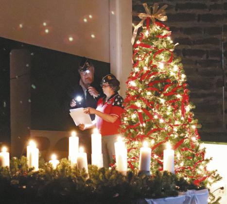 Here is a scene from Drayton’s Tree of Light Ceremony in 2017. Ray Gozdal read the names assisted by Kristi Scharmer. Photo from the Valley News &amp;amp; Views archives.
