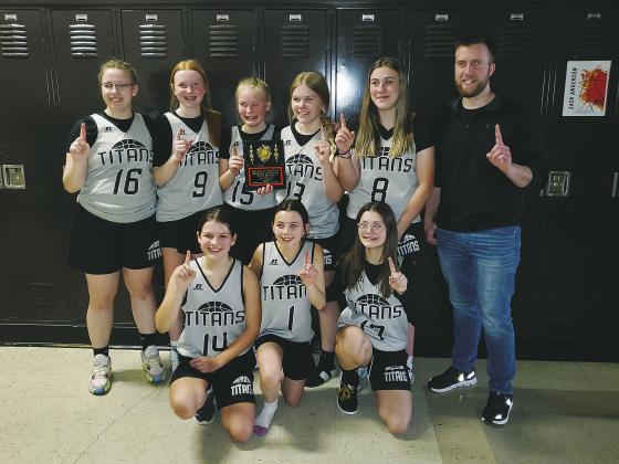 The seventh and eighth grade girls’ Titans basketball teams competed in the Junior Highschool Girls’ Basketball Tournament hosted at Cavalier High School last week. Seventh Grade Lady Titans.