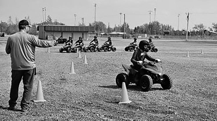 A child participates in a North Dakota OHV Youth Safety Course certification training program held during an NDSU Extension Farm Safety Camp. NDSU photo